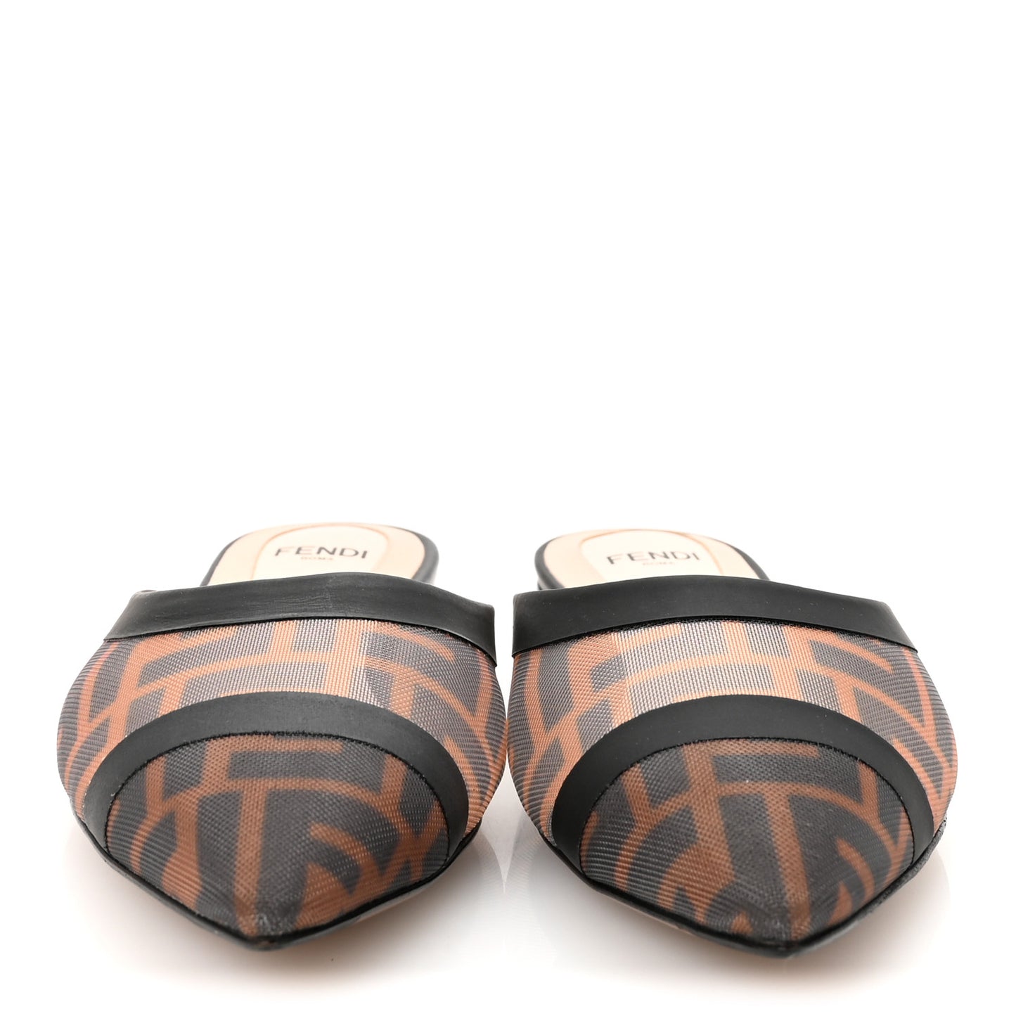 Technical Mesh Vitello FF Colibri Flat Mules 36 Tobacco Moro Black
