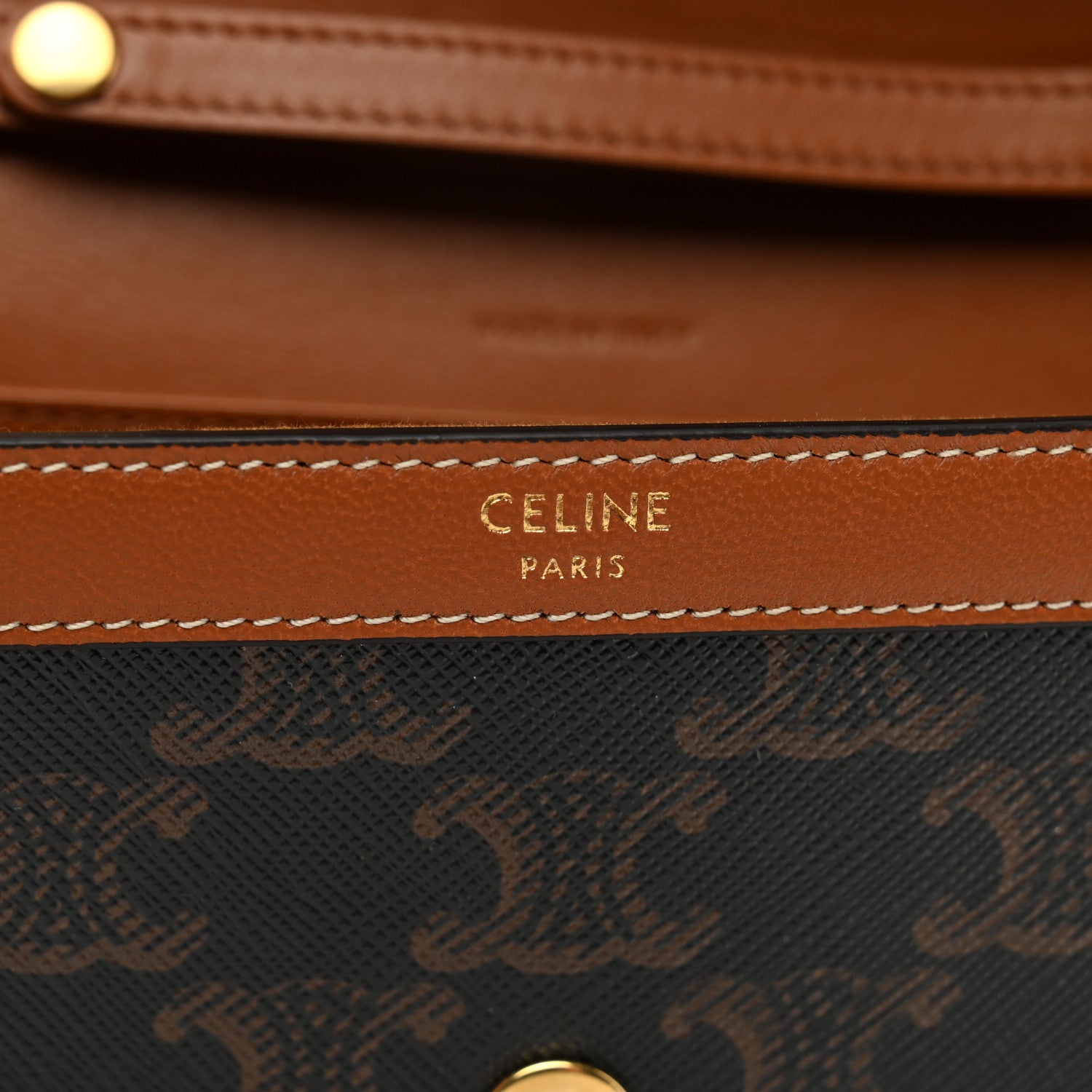 Celine Triomphe Canvas Calfskin Wallet on Chain Tan 8 of 10