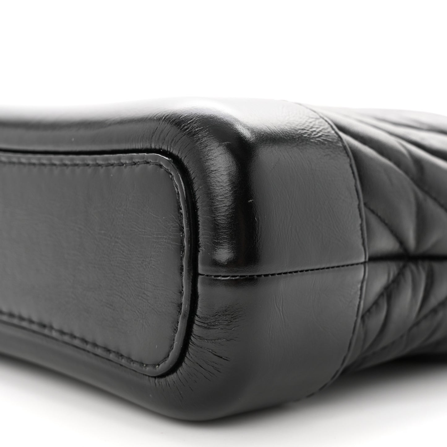 Aged Calfskin Chevron Quilted Small Gabrielle Hobo Black