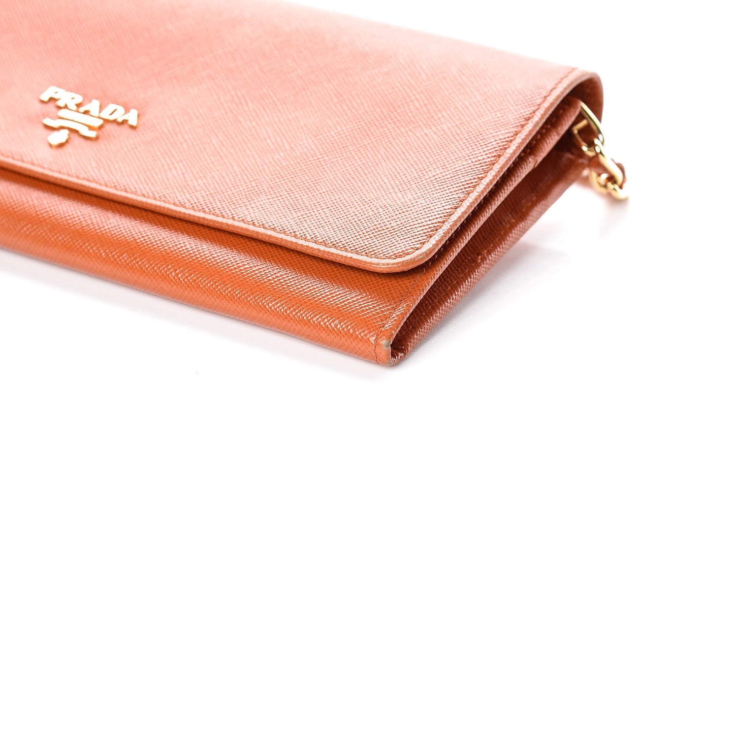 Saffiano Metal Oro Chain Wallet Papaya