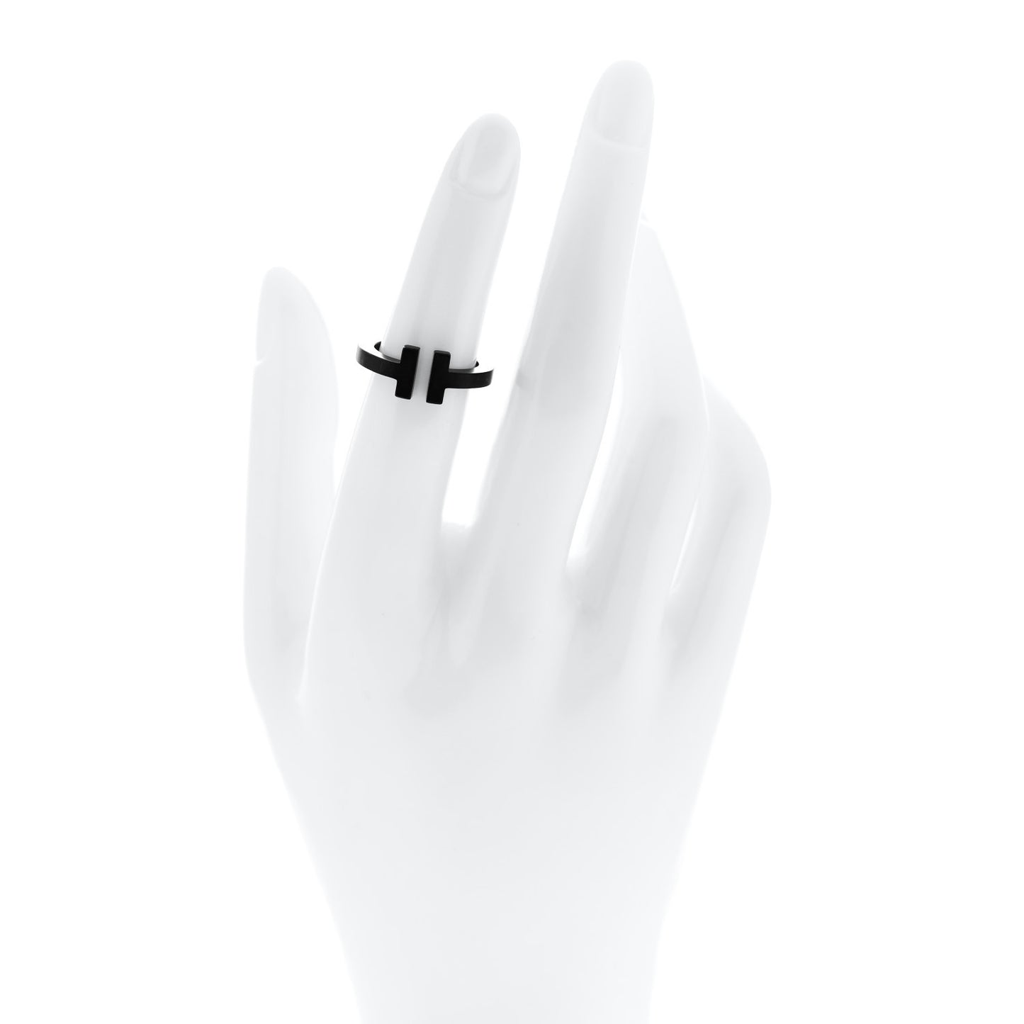Black-Coated Stainless Steel T Square Ring 49 5