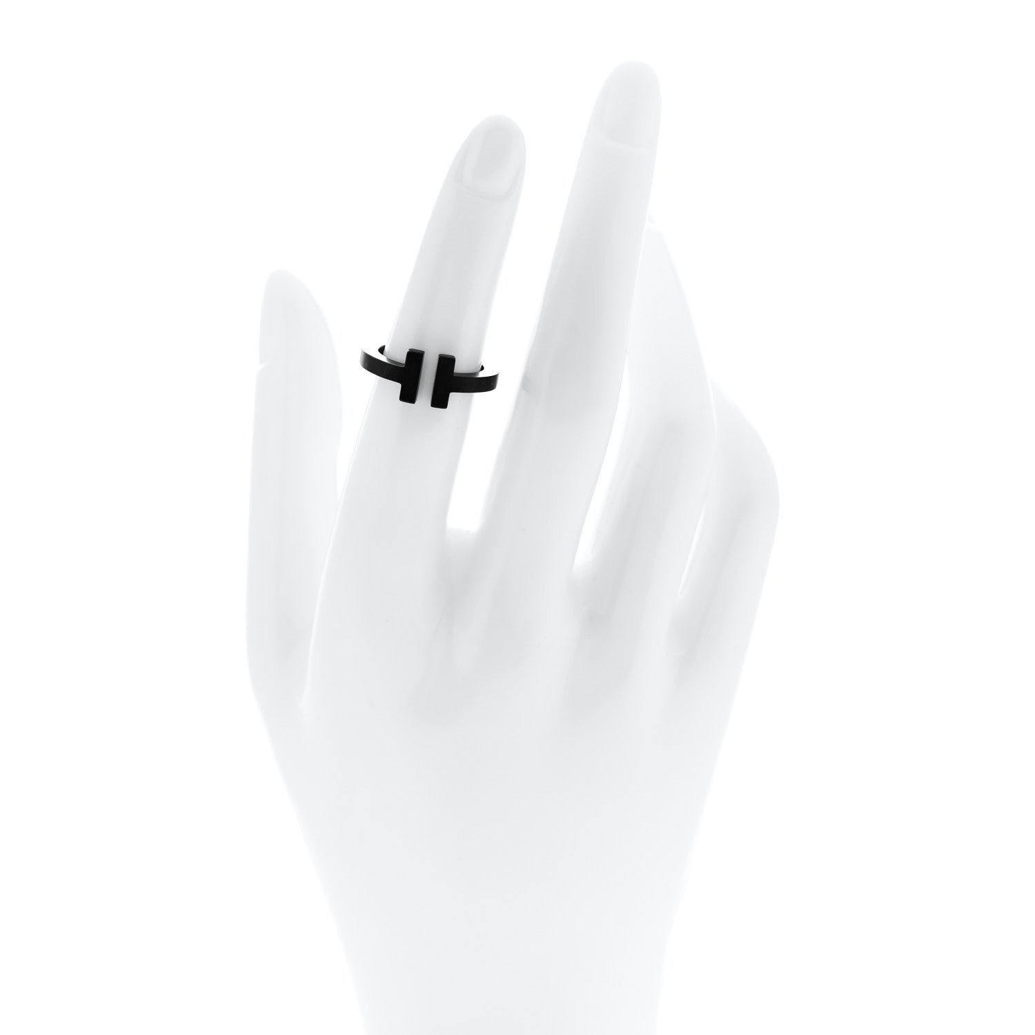Tiffany Black-Coated Stainless Steel T Square Ring 49 5 2 of 5
