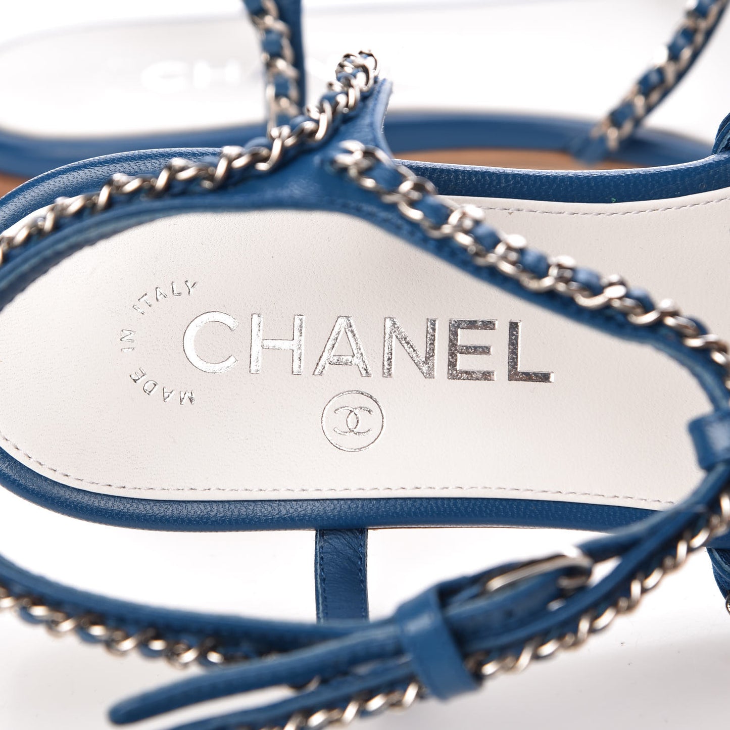 Kid Chain CC Logo Thong Sandals 40.5 Blue