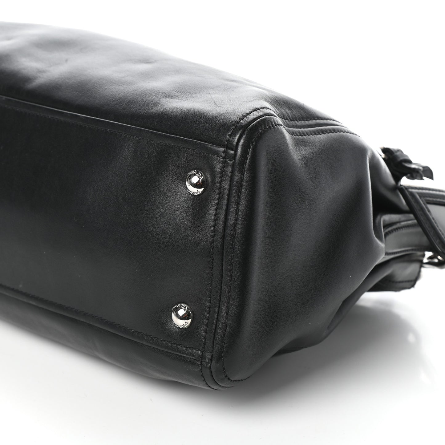Soft Calfskin Double Zip Shoulder Bag Black