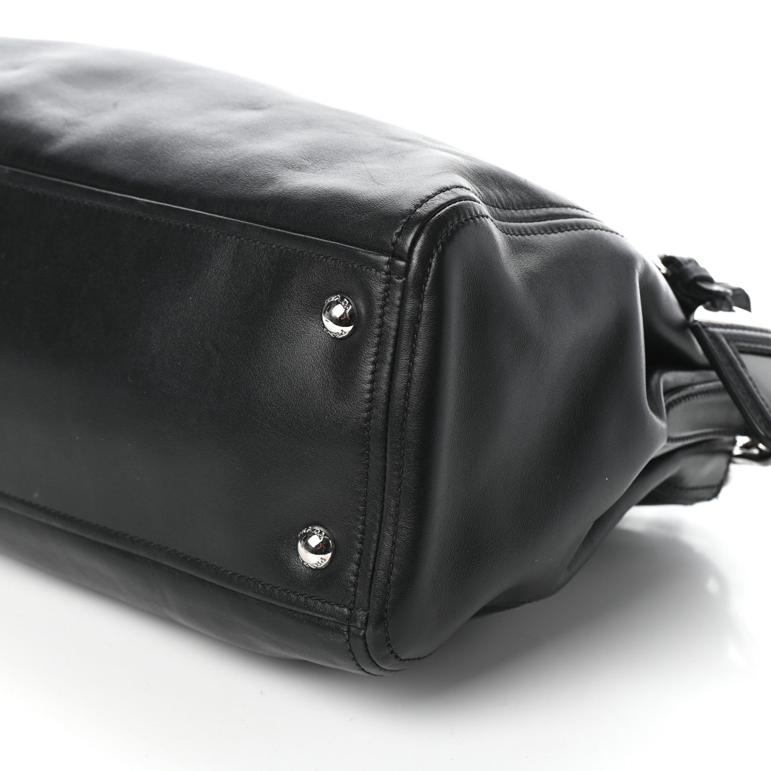 Prada Soft Calfskin Double Zip Shoulder Bag Black 9 of 9