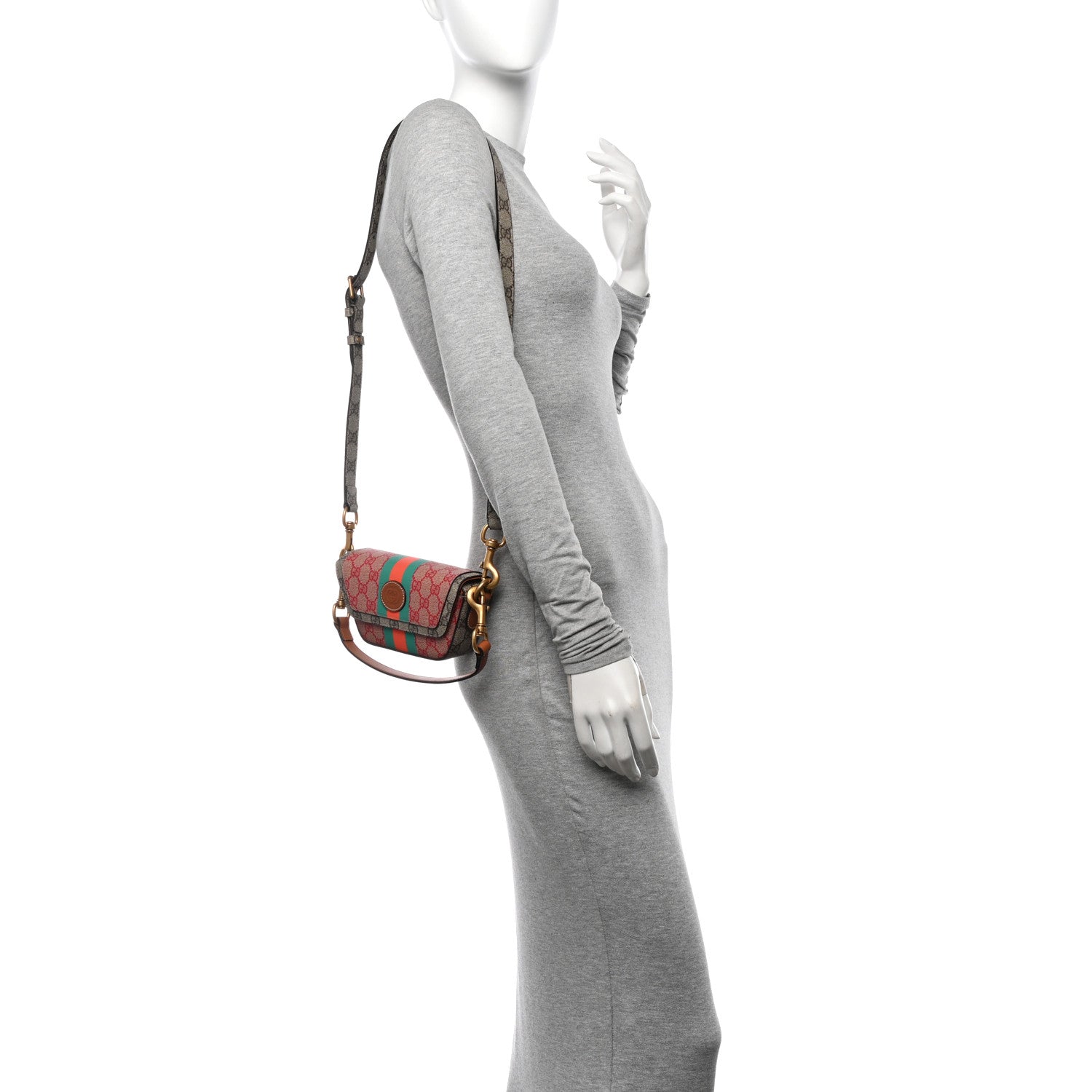 Gucci X DANS LE VERT GG Supreme Monogram Cuoio Web Mini Retro Interlocking G Top Handle Beige Rosso Ebony Harness Brown 2 of 10