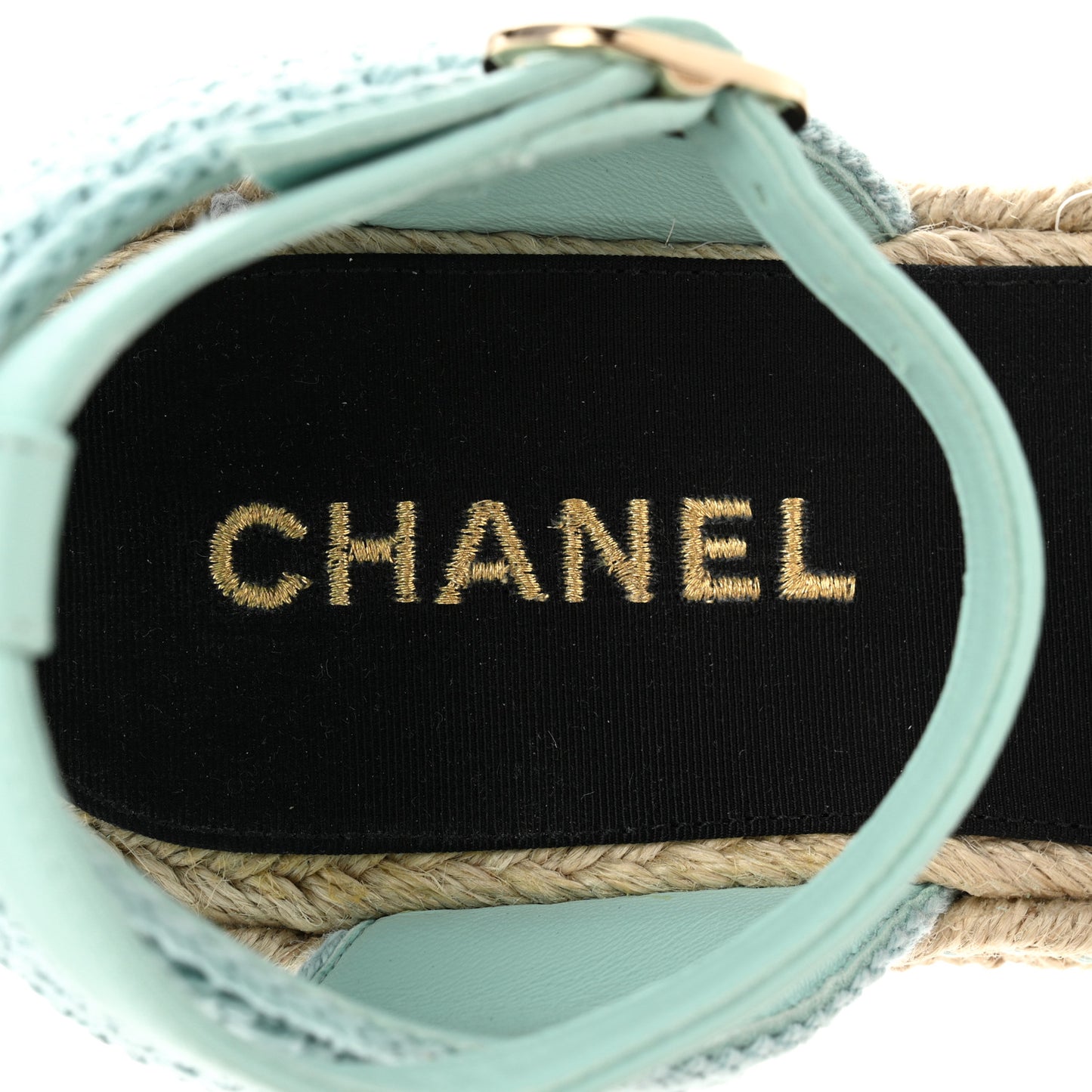 Embroidery Grosgrain CC Espadrilles 41 Light Blue Black