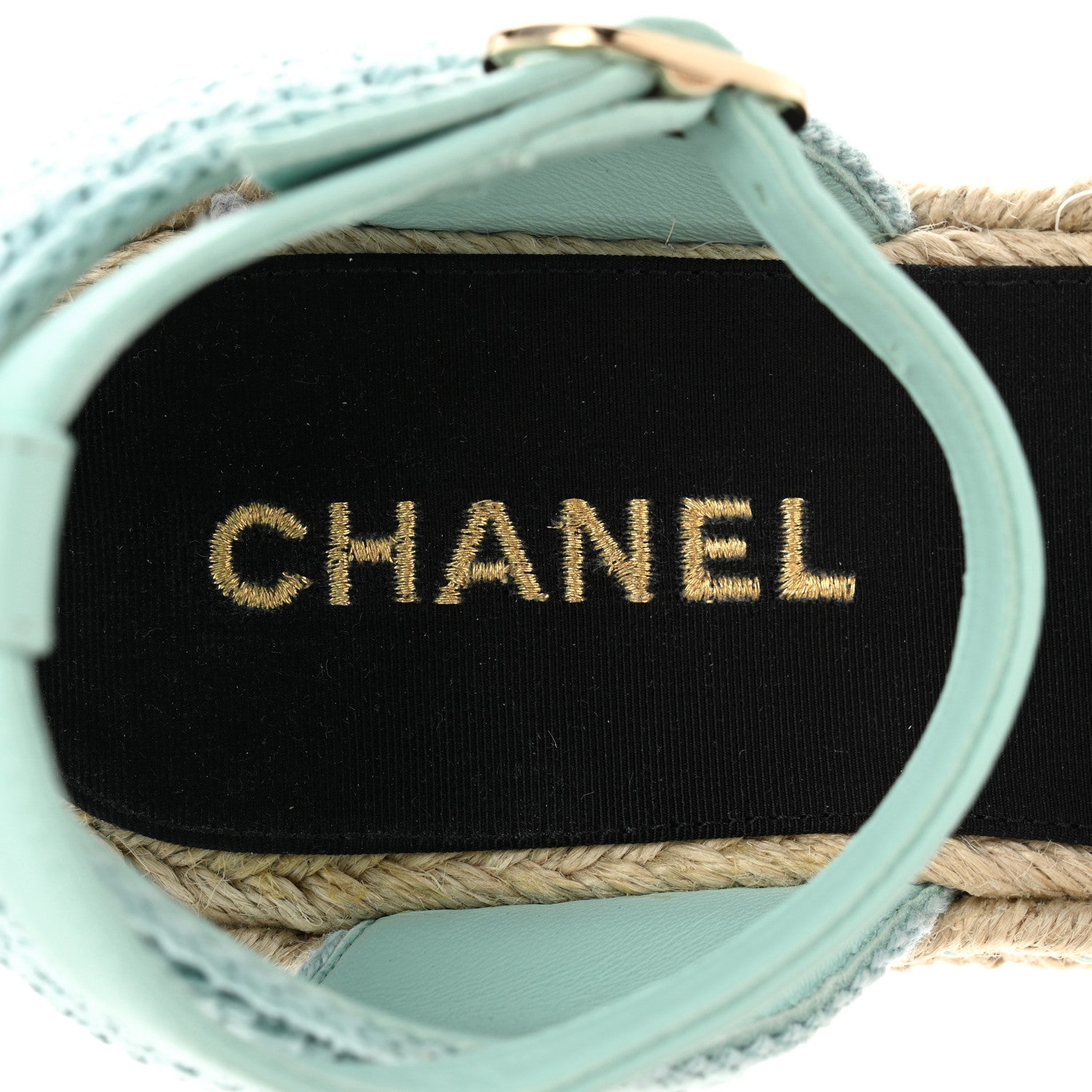 Chanel Embroidery Grosgrain CC Espadrilles 41 Light Blue Black 7 of 12