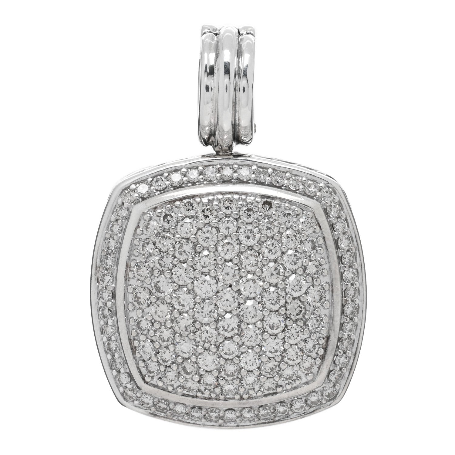 David Yurman Sterling Silver Diamond 17mm Albion Enhancer Pendant 1 of 3