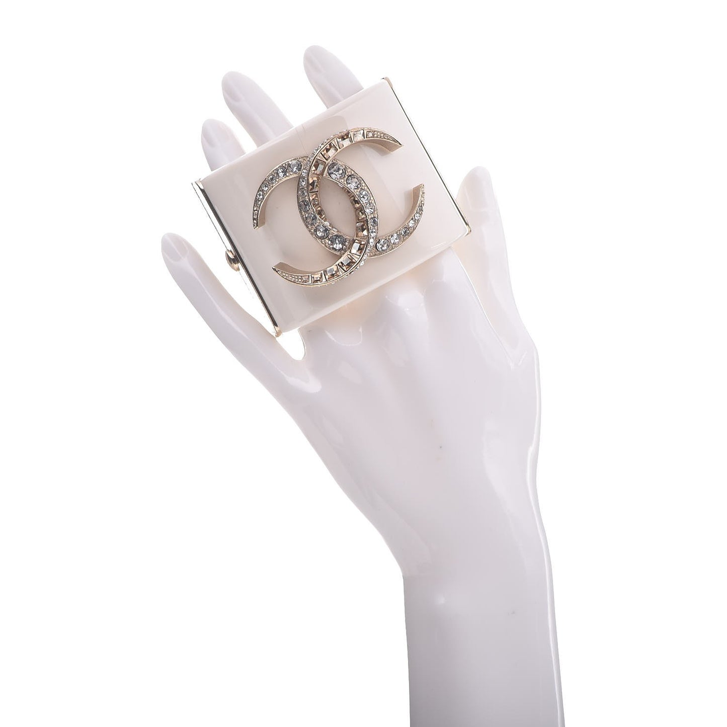 Resin Crystal Dubai Crescent Moon CC Cuff White Gold