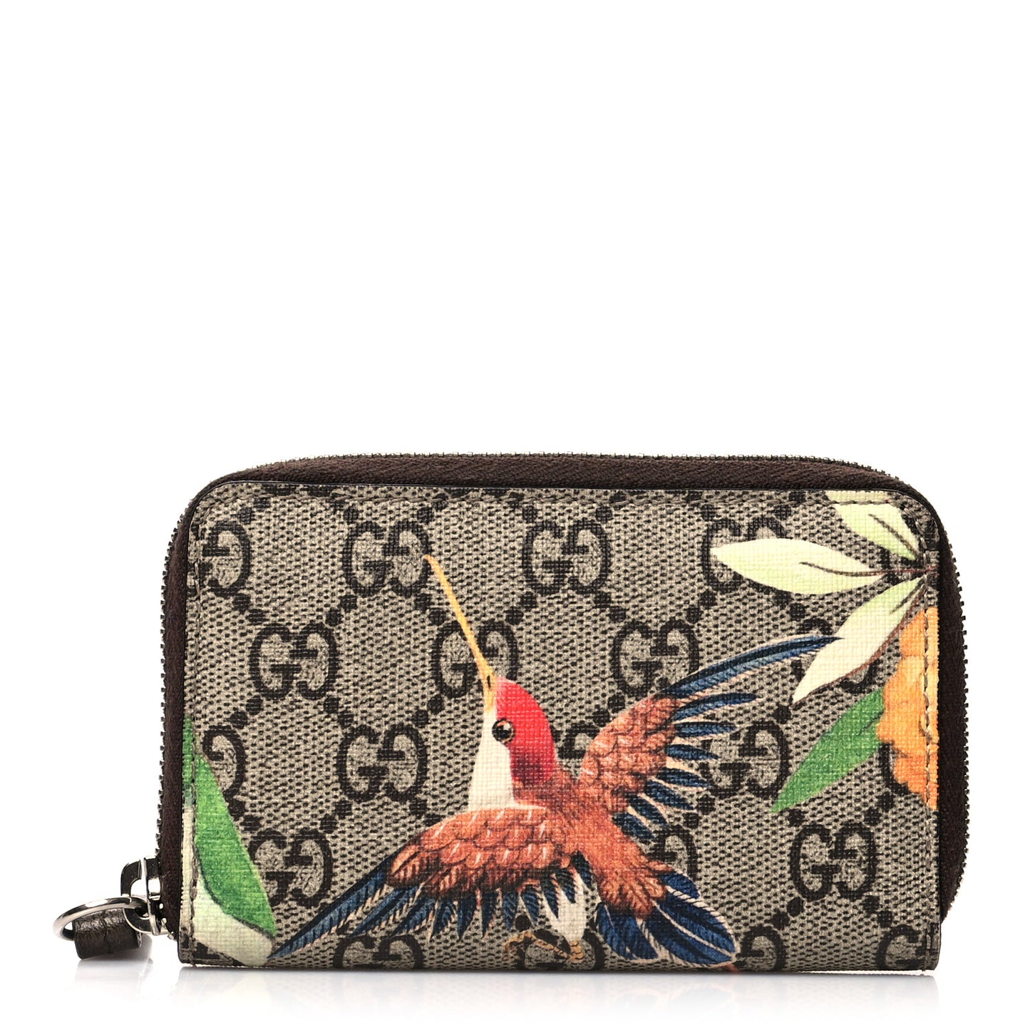 GG Supreme Monogram Tian Zip Around Card Case Wallet Beige Multicolor New Acero