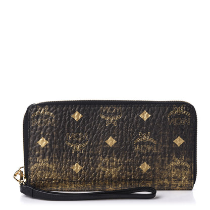 MCM Gradation Visetos Rockstar Large Zip Around Wallet Black and Gold 1 of 9