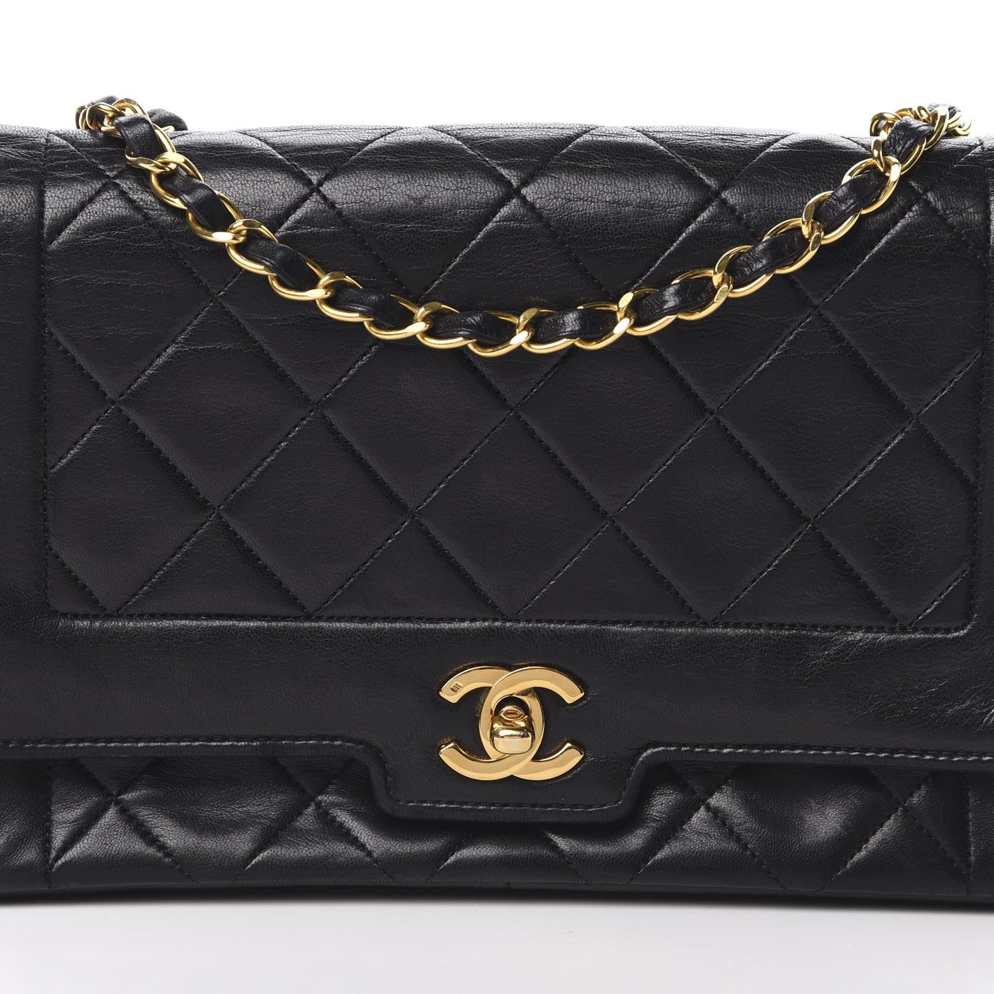 Lambskin Quilted Medium Single Flap Black