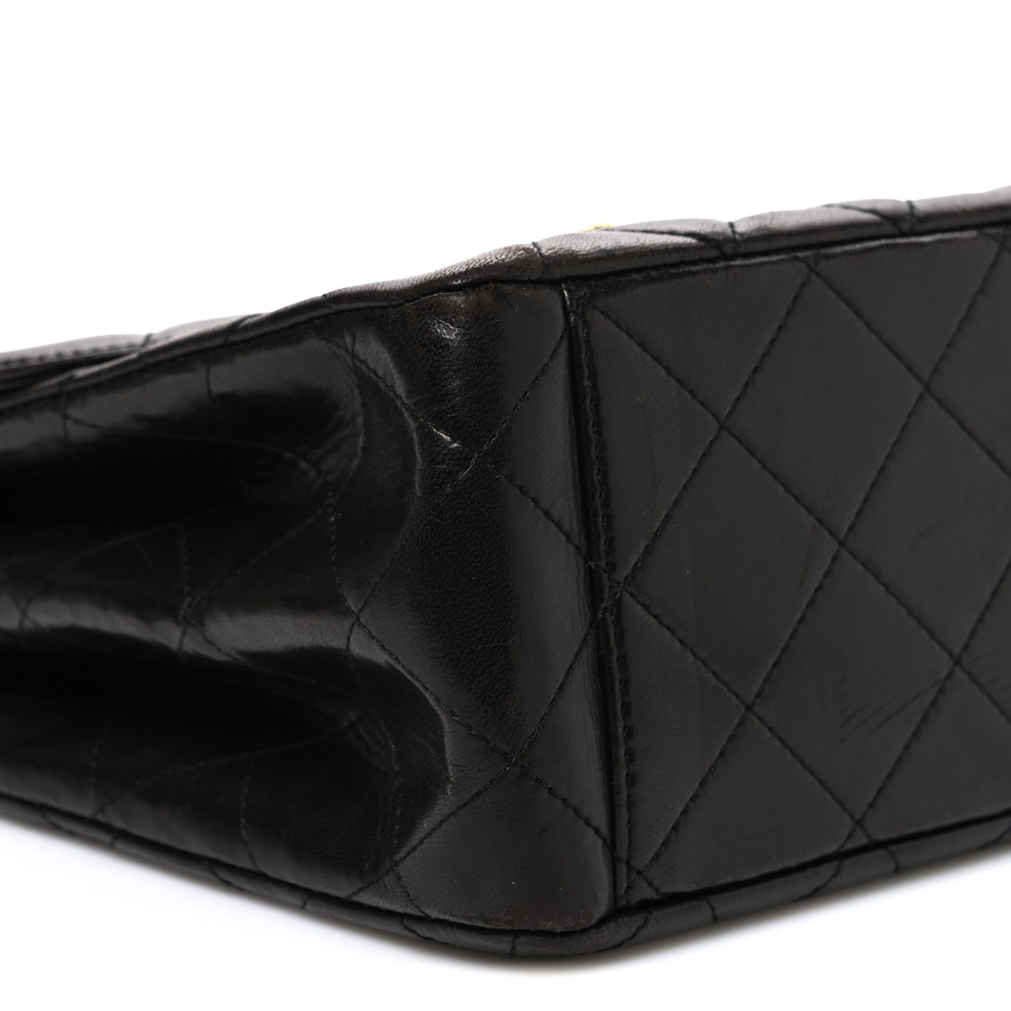 Lambskin Quilted Flap Shoulder Bag Black