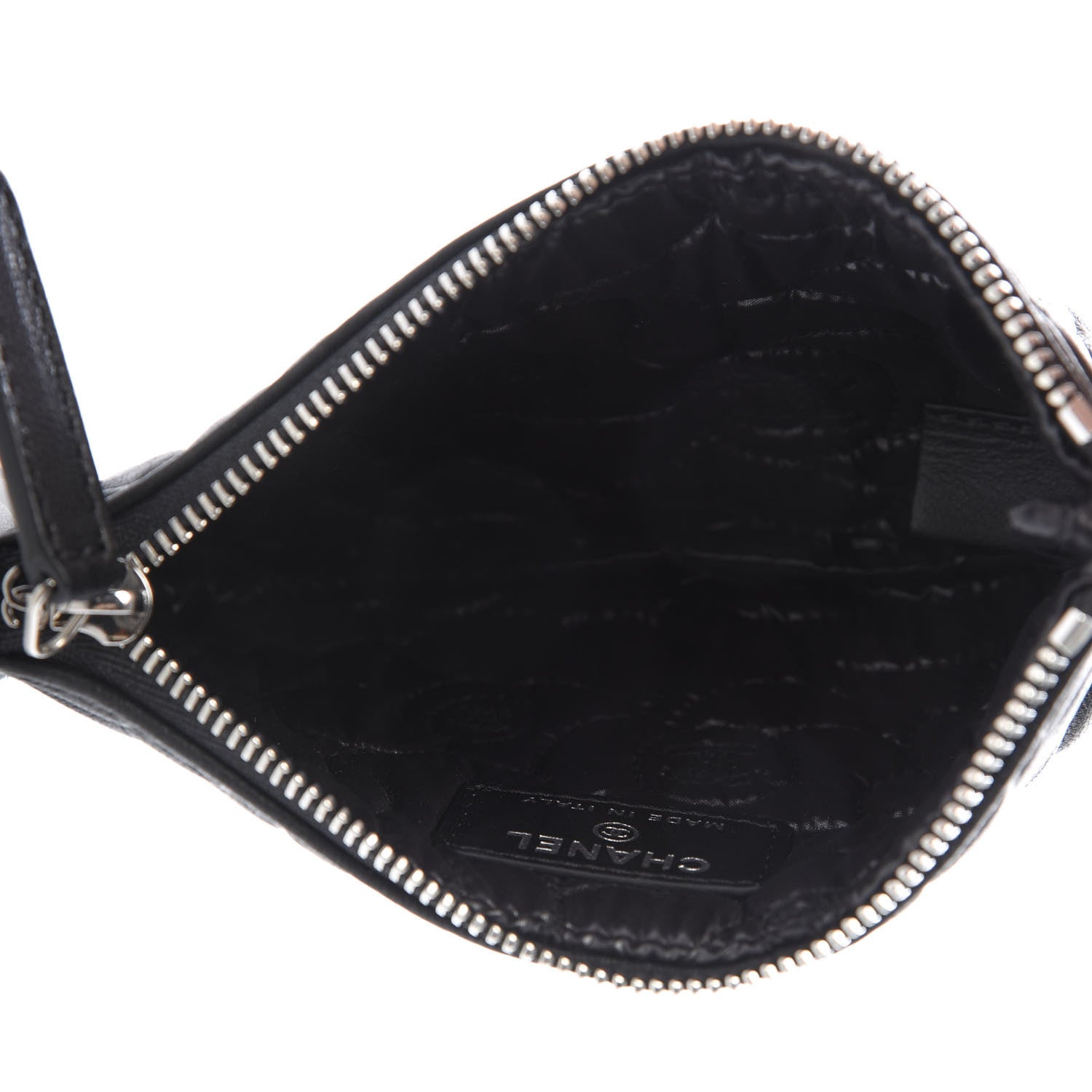 Chanel Goatskin Camellia Embossed Cosmetic Pouch Black 5 of 8