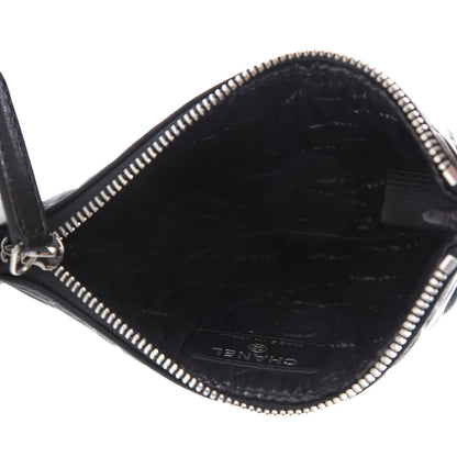 Chanel Goatskin Camellia Embossed Cosmetic Pouch Black 5 of 8