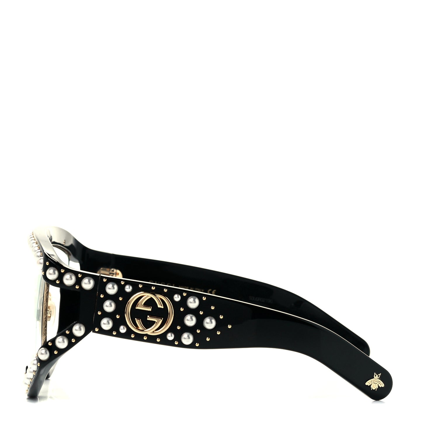 Acetate Pearl Rectangular Frame Sunglasses GG0234S Black