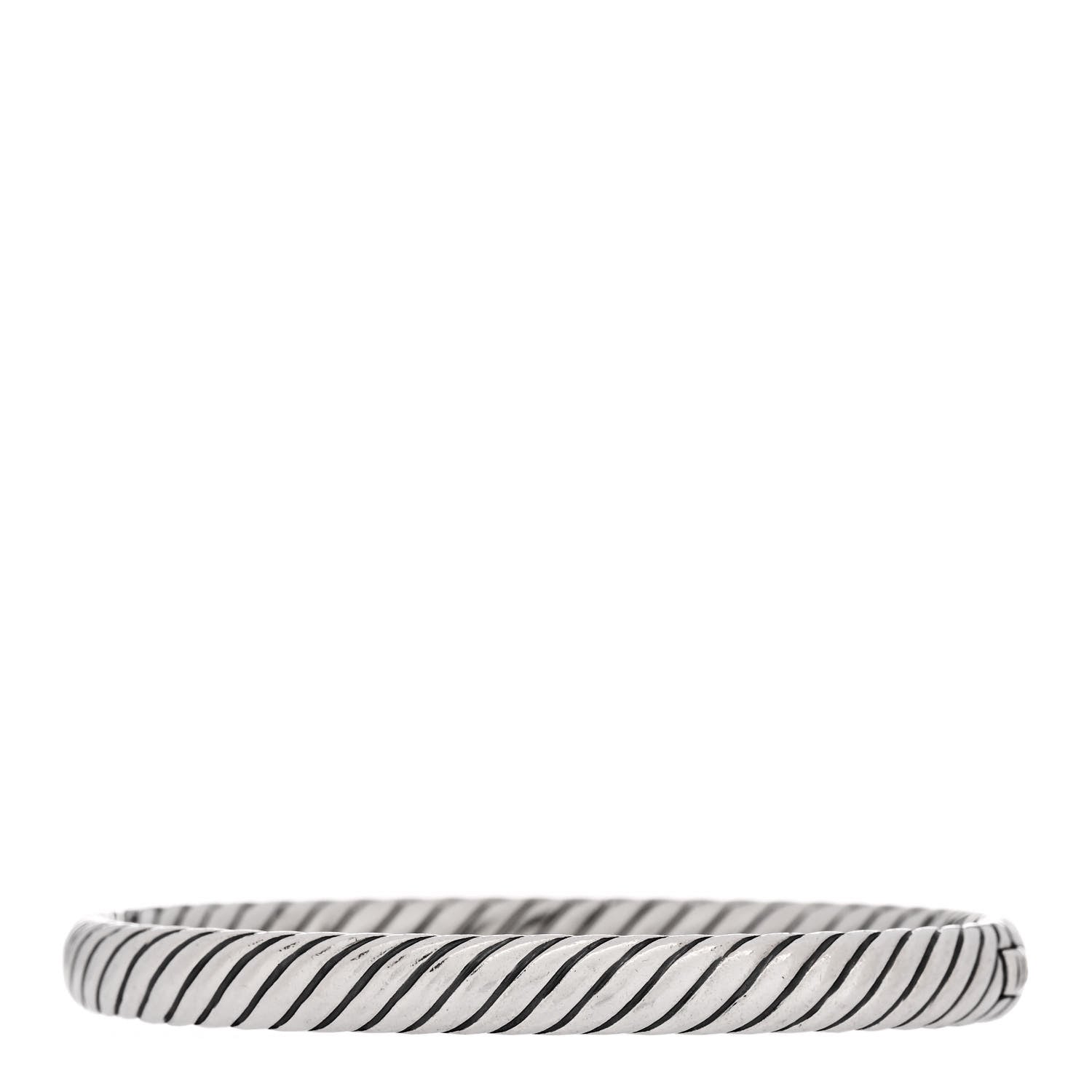 David Yurman Sterling Silver 18K Yellow Gold 7mm Sculpted Cable Bangle Bracelet 2 of 3