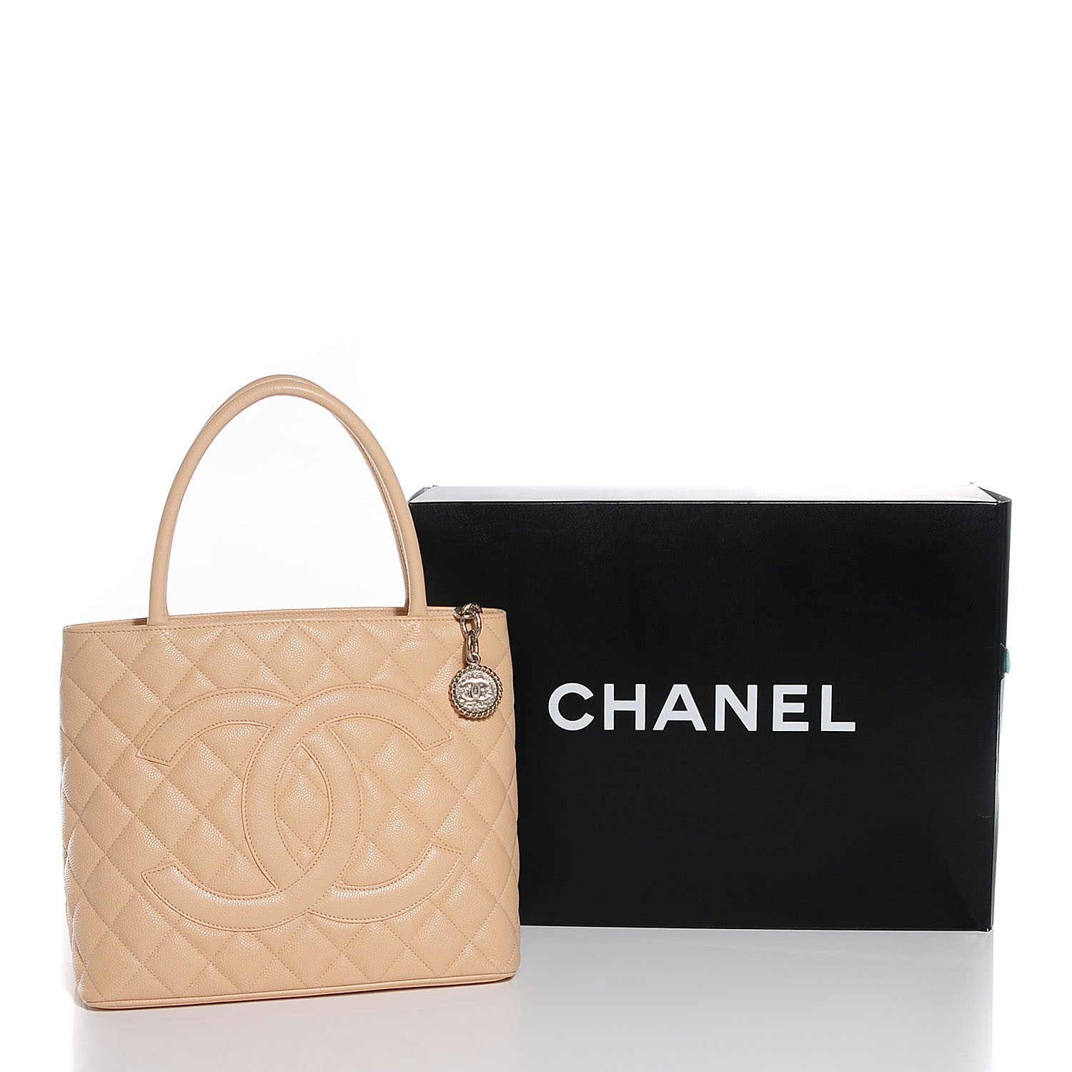 Chanel Caviar Quilted Medallion Tote Light Beige 8 of 8