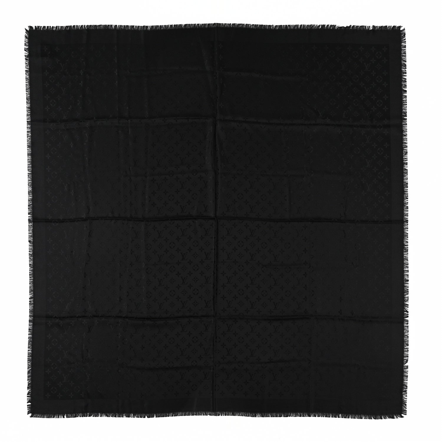 Louis Vuitton Silk Wool Monogram Shawl Black 1 of 4