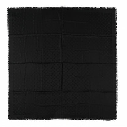 Louis Vuitton Silk Wool Monogram Shawl Black 1 of 4