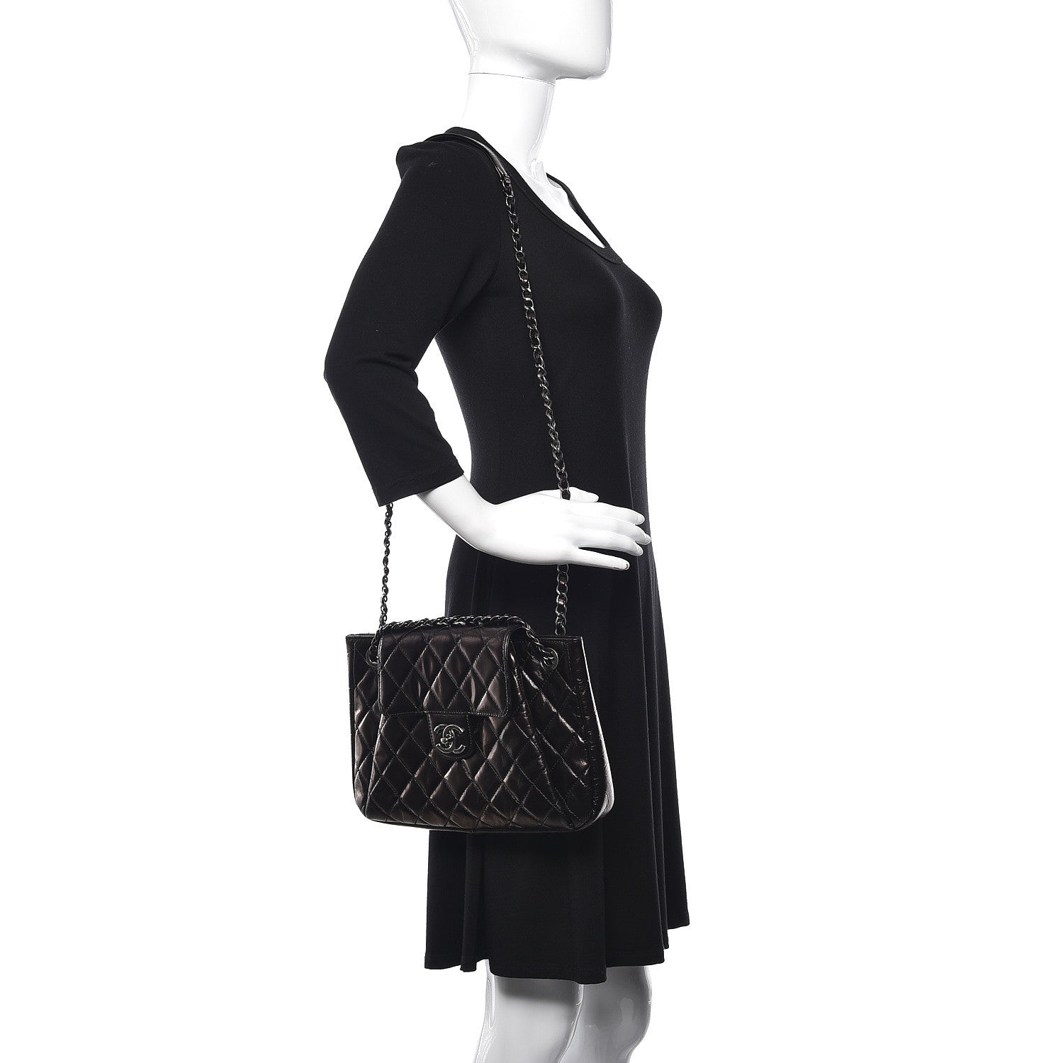 Chanel Glazed Calfskin Quilted Accordion Flap Black 2 of 11