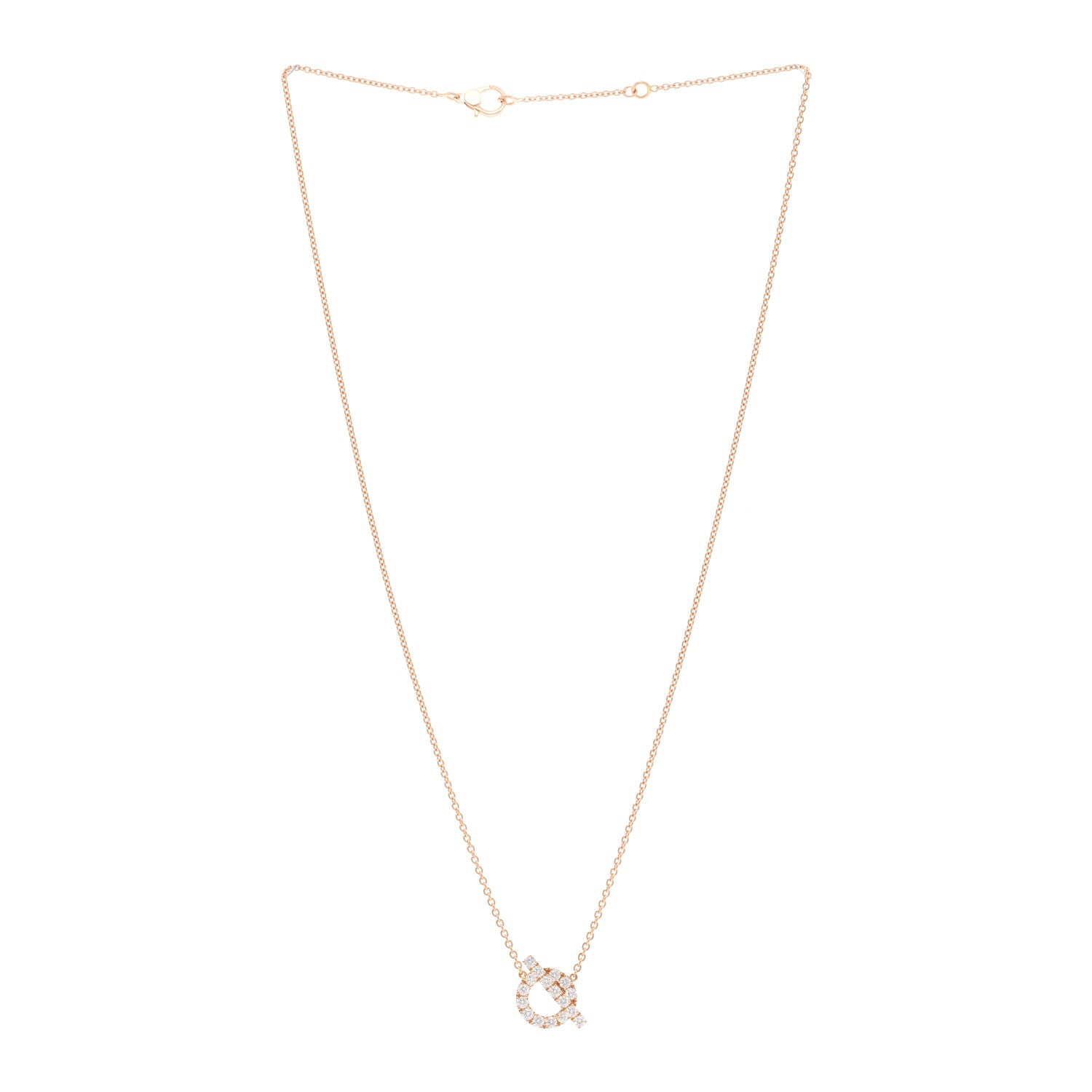 Hermes 18K Rose Gold Diamond Finesse Pendant Necklace 3 of 6