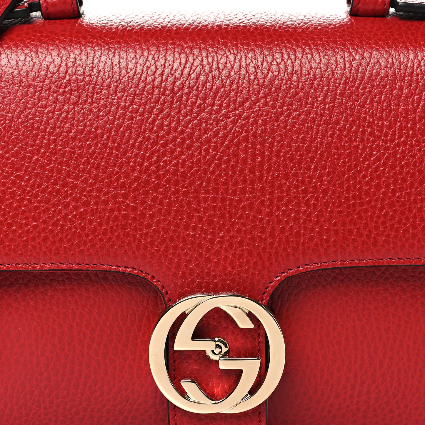 Dollar Calfskin Interlocking G Top Handle Shoulder Bag Red