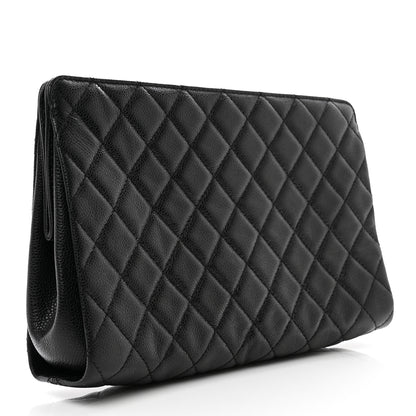 Chanel Caviar Quilted CC Large Clutch Black 3 of 7