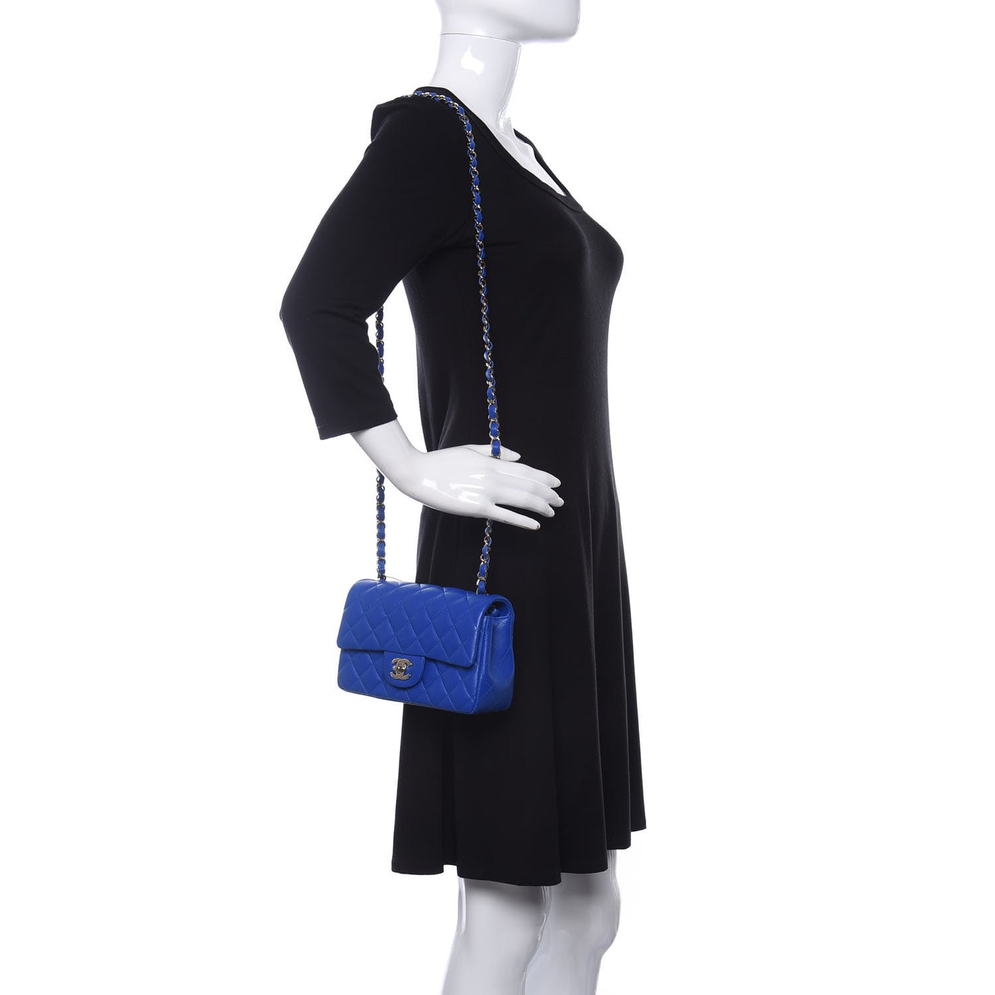 Lambskin Quilted Mini Rectangular Flap Royal Blue