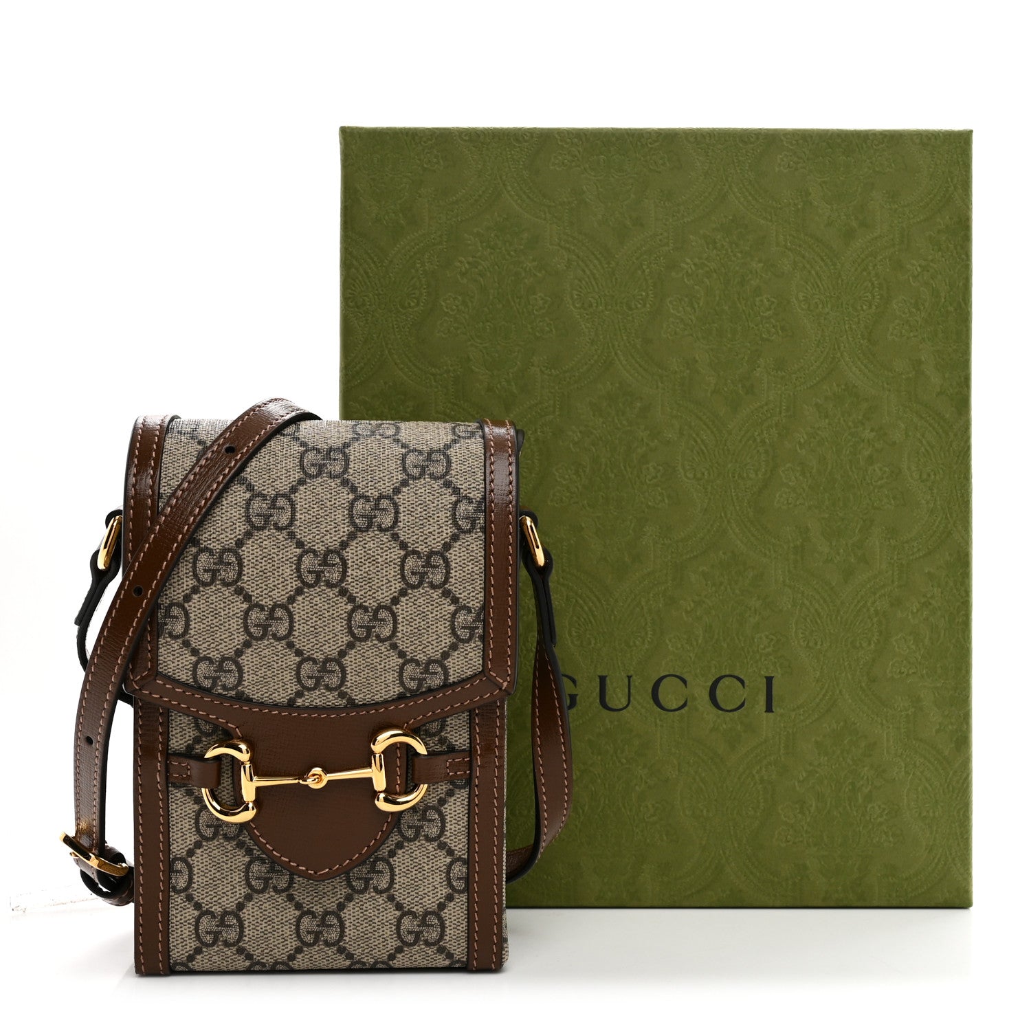 Gucci GG Supreme Monogram Mini Horsebit 1955 Crossbody Bag Beige Brown Sugar 10 of 10