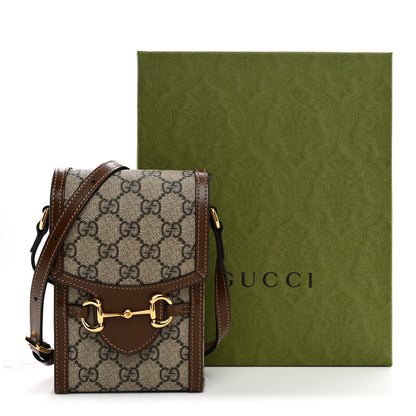 Gucci GG Supreme Monogram Mini Horsebit 1955 Crossbody Bag Beige Brown Sugar 10 of 10