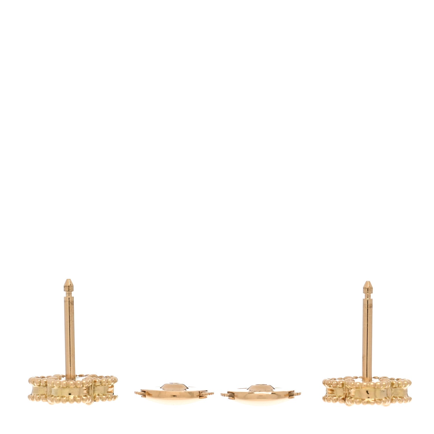 Van Cleef & Arpels 18K Yellow Gold Mother of Pearl Sweet Alhambra Earrings 3 of 4