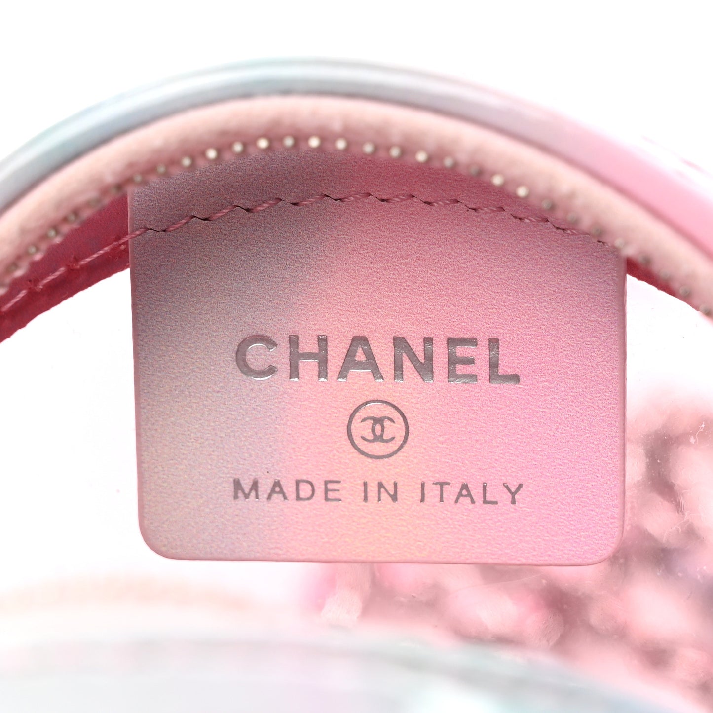 PVC Lambskin Filigree Round Clutch With Chain Pink