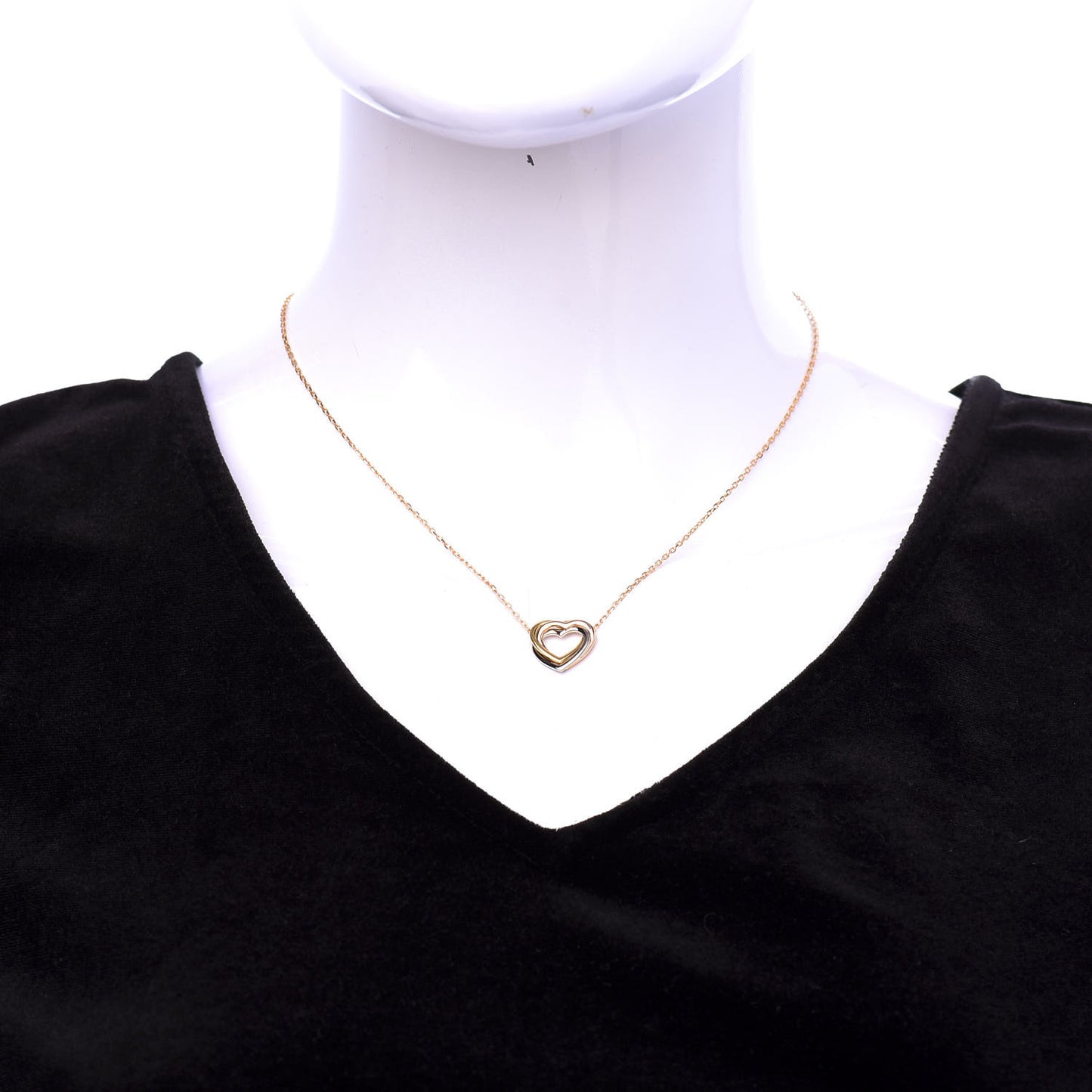 18K Pink Yellow White Gold Trinity Heart Necklace