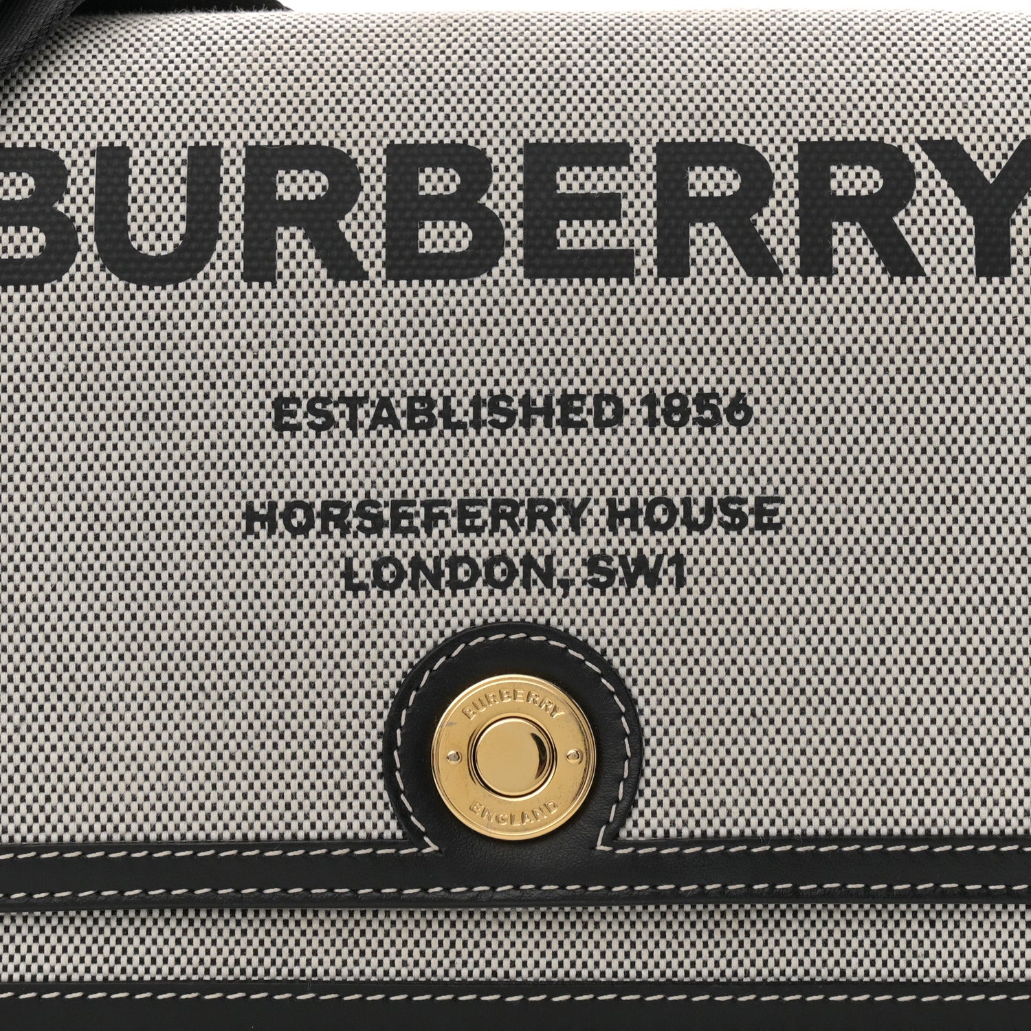 Burberry Canvas Horseferry Print Note Crossbody Bag Grey Black 8 of 10