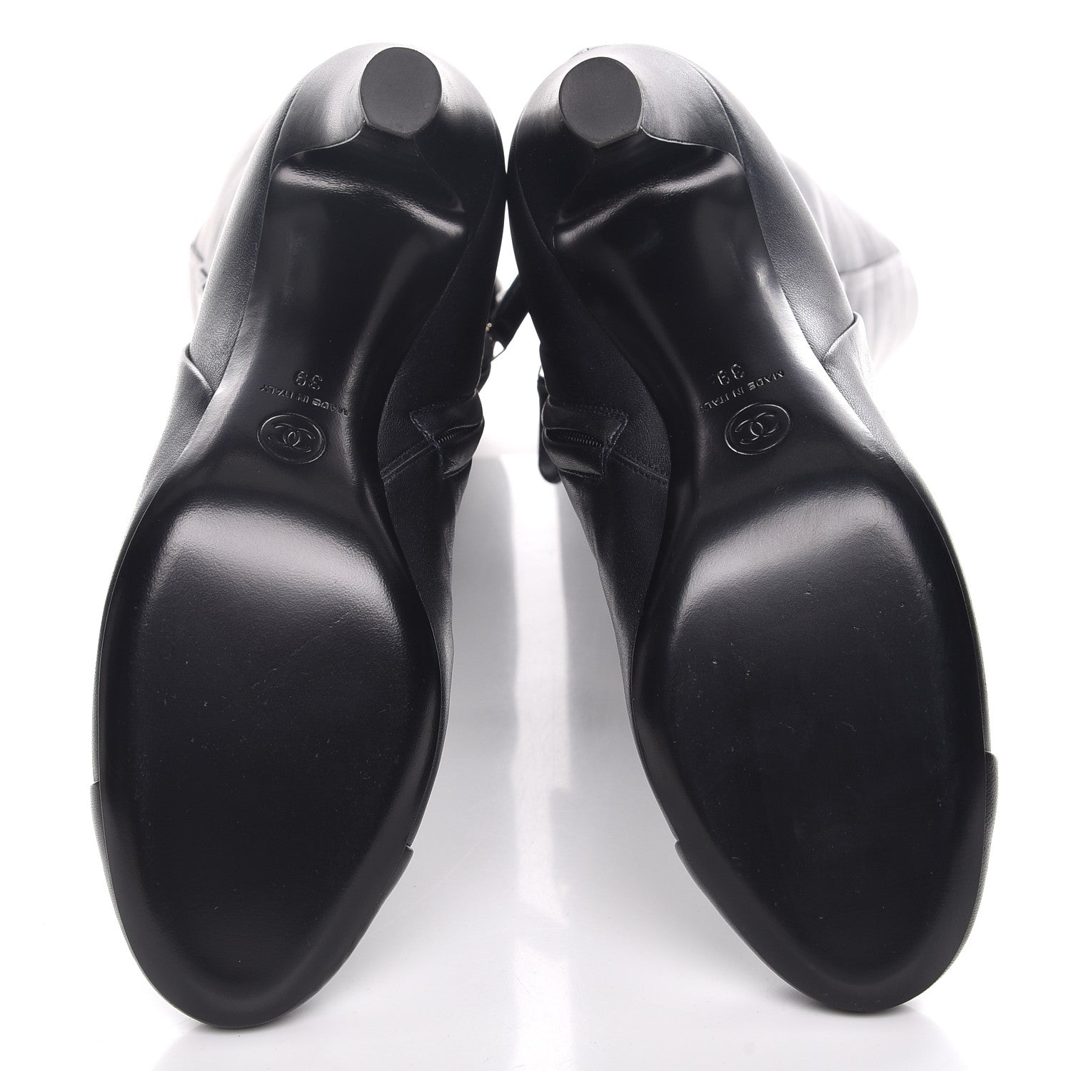Chanel Lambskin CC Cap Toe High Boots 39 Pearly Black 5 of 10