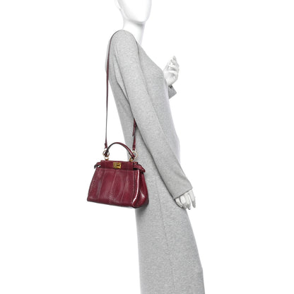 Fendi Snakeskin Shiny Nappa Mini Peekaboo Iconic Satchel Red 2 of 12