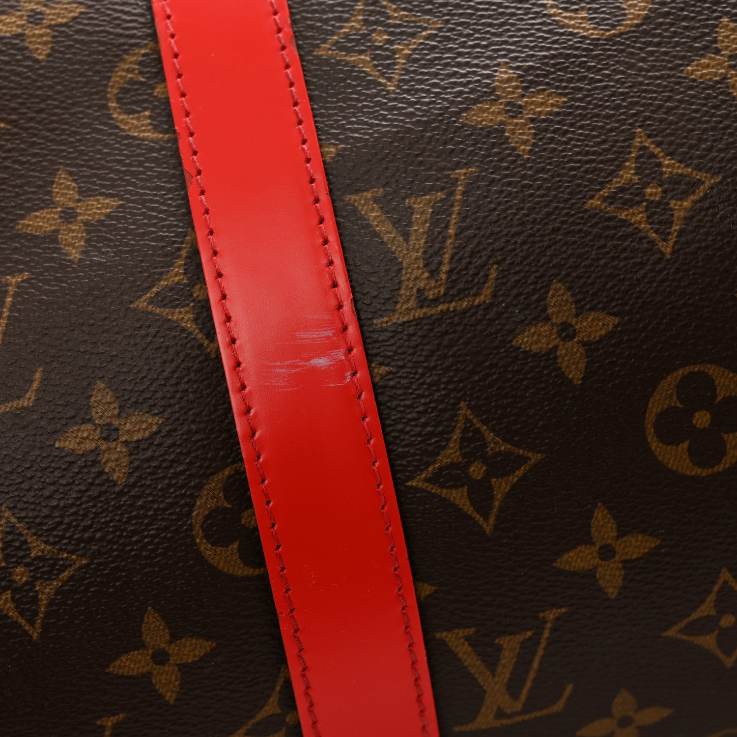 Louis Vuitton Calfskin Monogram Keepall Bandouliere 50 Coquelicot 15 of 17