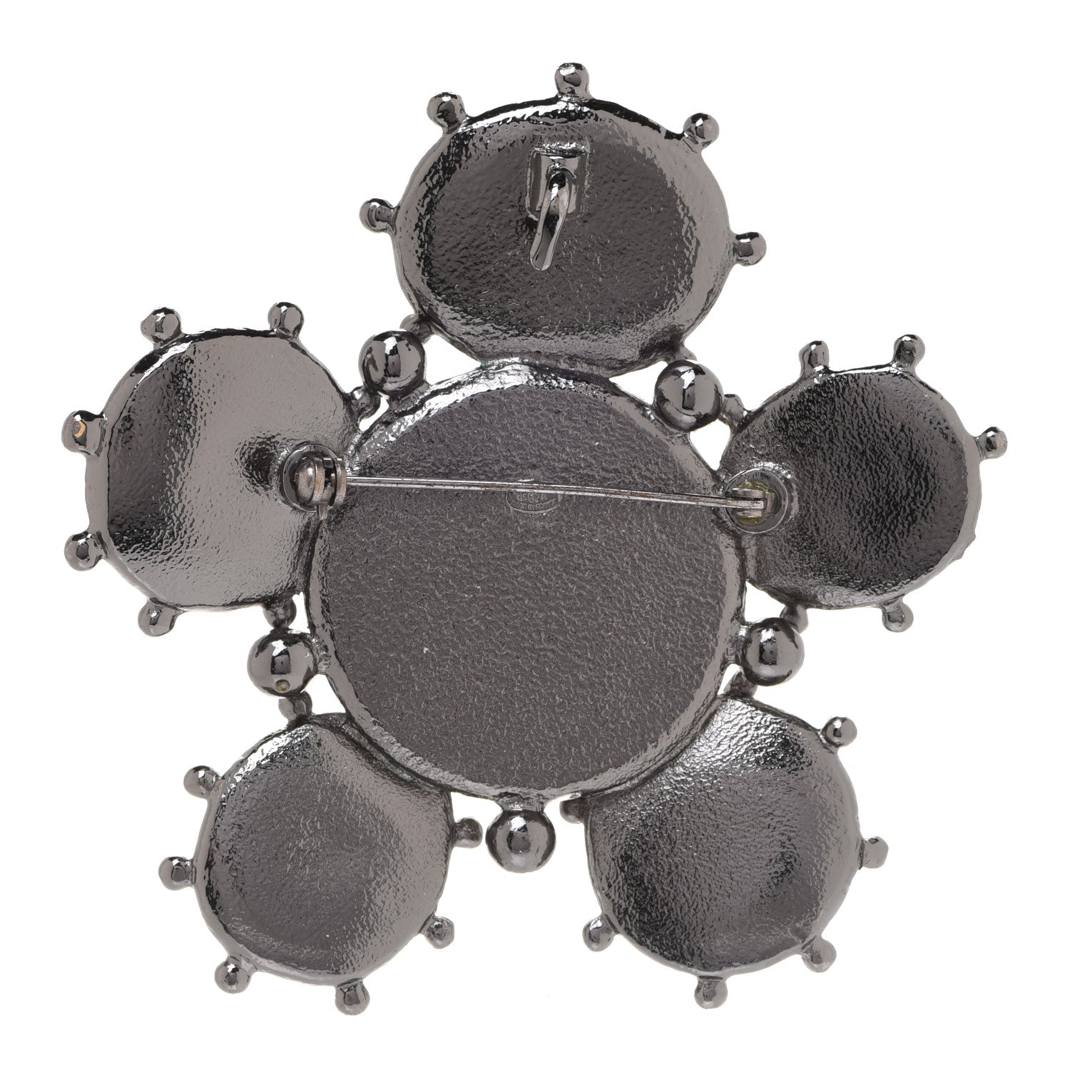 Chanel Crystal Pearl Gripoix Poured GlassCC Brooch Silver Black 3 of 4
