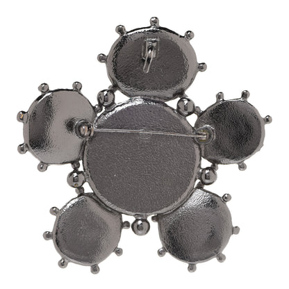 Chanel Crystal Pearl Gripoix Poured GlassCC Brooch Silver Black 3 of 4