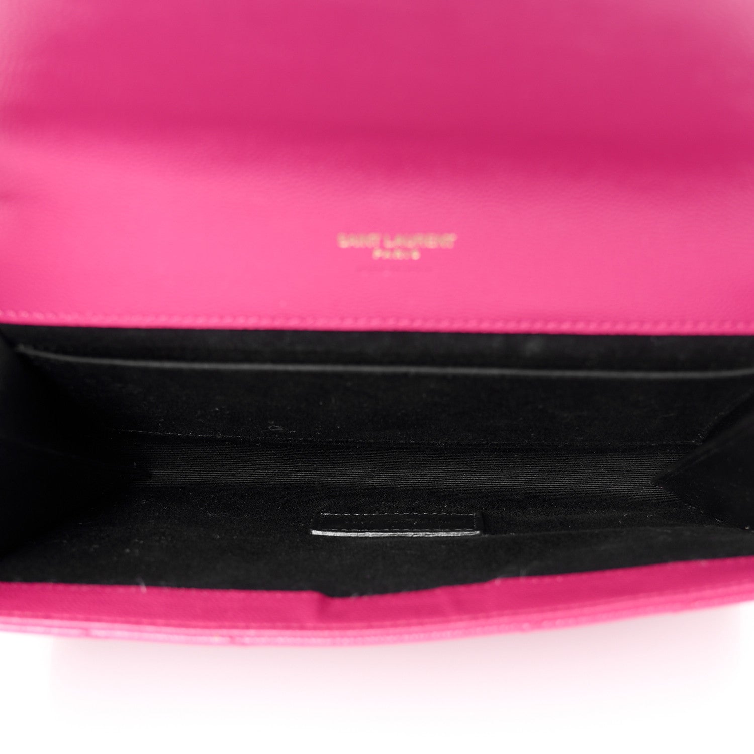 Saint Laurent Grain De Poudre Matelasse Chevron Monogram Envelope Clutch Fuchsia 5 of 8