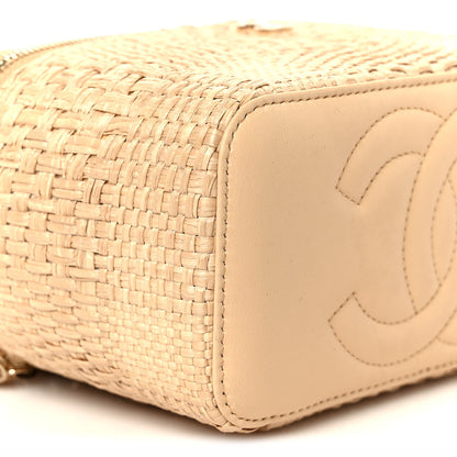 Chanel Braided Raffia Quilted Top Handle Slim Vanity Case With Chain Beige 10 of 11