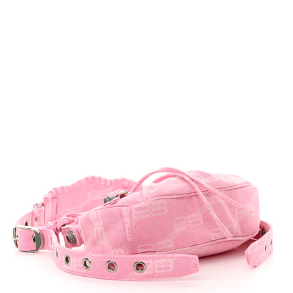 Balenciaga Denim BB Monogram Le Cagole Shoulder Bag XS Pink 5 of 13