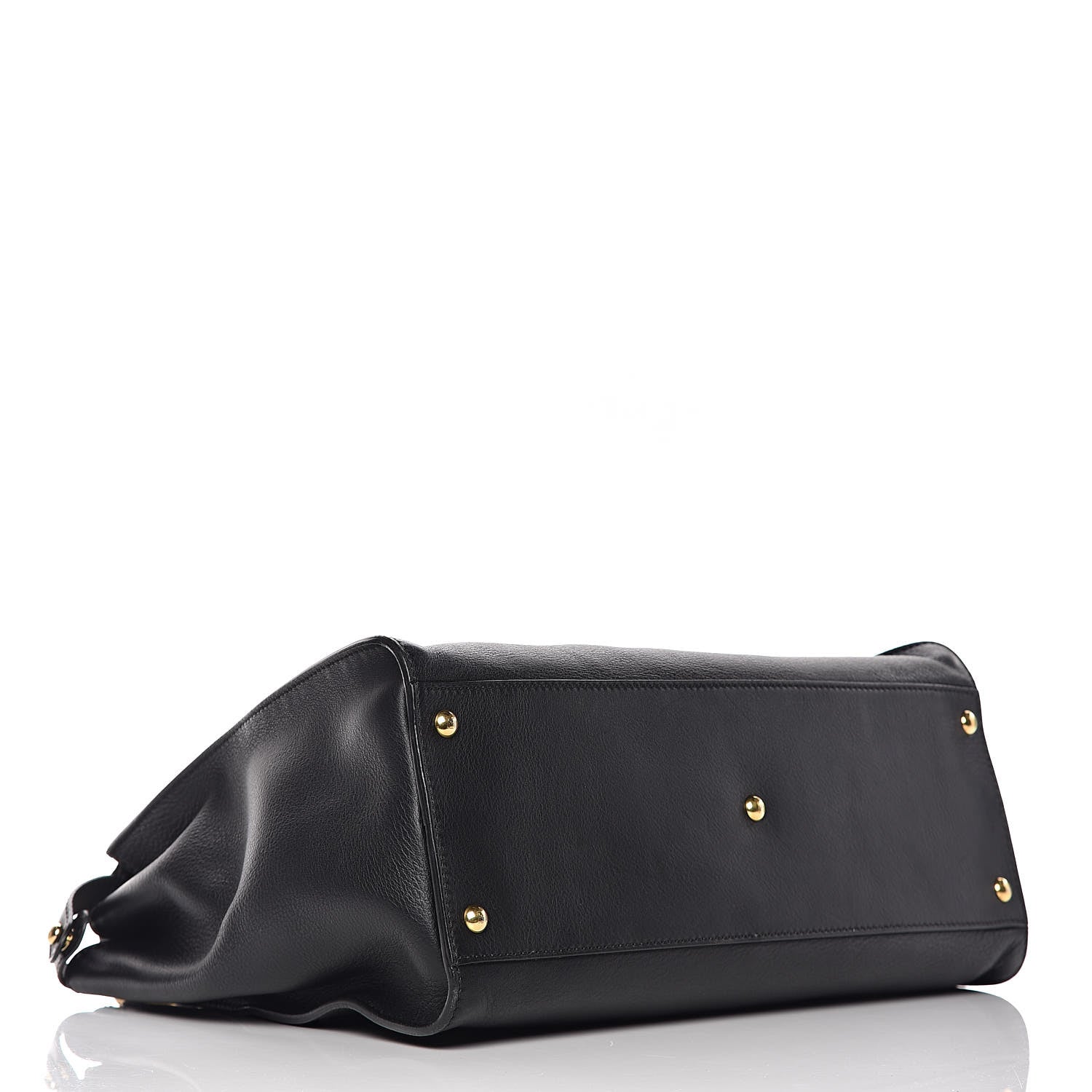 Fendi Vitello Seta Shiny Nappa Large Peekaboo Iconic Satchel Black 4 of 12
