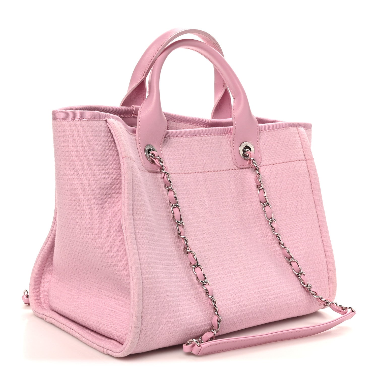 Chanel Mixed Fibers Small Deauville Tote Dark Pink 4 of 11