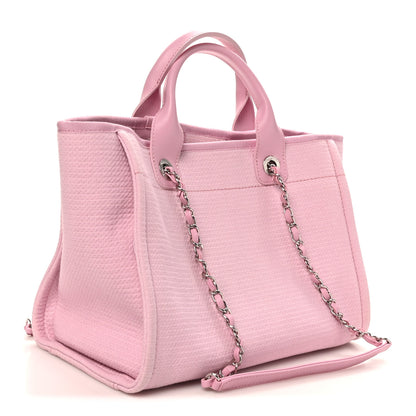 Chanel Mixed Fibers Small Deauville Tote Dark Pink 4 of 11