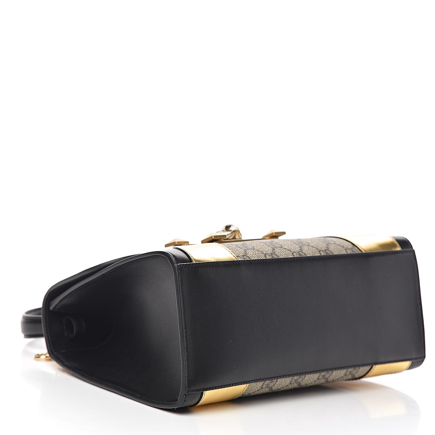GG Supreme Monogram Small Osiride Top Handle Bag Black Gold