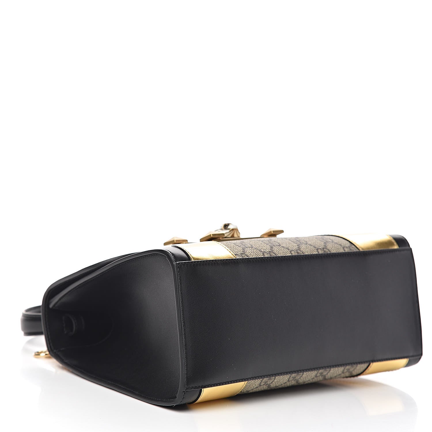 Gucci GG Supreme Monogram Small Osiride Top Handle Bag Black Gold 4 of 11