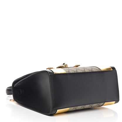Gucci GG Supreme Monogram Small Osiride Top Handle Bag Black Gold 4 of 11